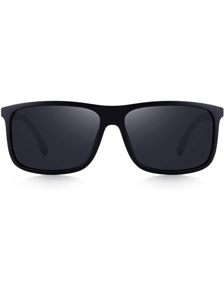 Sport Polarized Square Sunglasses for Men Sports Aluminum Legs O8132 - Matte Black - CO18INKRRTH $13.28