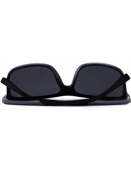 Sport Polarized Square Sunglasses for Men Sports Aluminum Legs O8132 - Matte Black - CO18INKRRTH $13.28