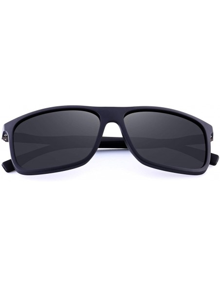 Sport Polarized Square Sunglasses for Men Sports Aluminum Legs O8132 - Matte Black - CO18INKRRTH $13.28