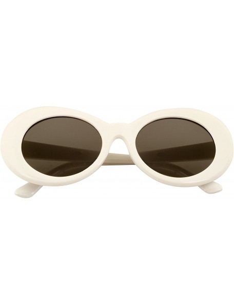 Oval CLOUT GOGGLES White Oval Round Sunglasses - Bold Retro Kurt Coba- INCLUDING pouch - CK188G4ZW98 $12.36