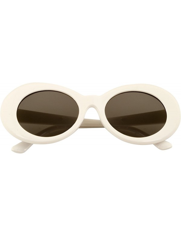 Oval CLOUT GOGGLES White Oval Round Sunglasses - Bold Retro Kurt Coba- INCLUDING pouch - CK188G4ZW98 $12.36