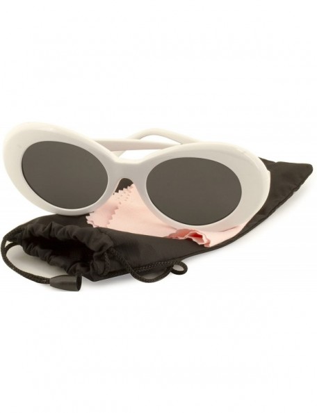 Oval CLOUT GOGGLES White Oval Round Sunglasses - Bold Retro Kurt Coba- INCLUDING pouch - CK188G4ZW98 $12.36