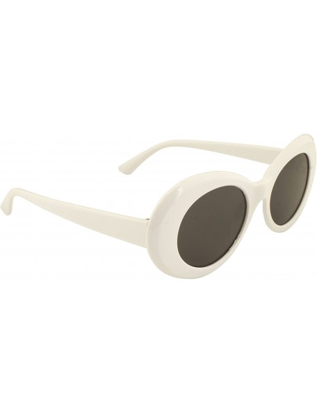 Oval CLOUT GOGGLES White Oval Round Sunglasses - Bold Retro Kurt Coba- INCLUDING pouch - CK188G4ZW98 $12.36