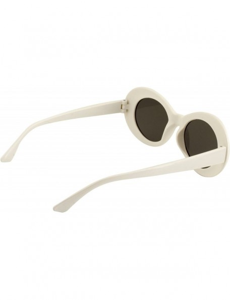 Oval CLOUT GOGGLES White Oval Round Sunglasses - Bold Retro Kurt Coba- INCLUDING pouch - CK188G4ZW98 $12.36