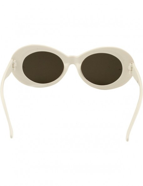 Oval CLOUT GOGGLES White Oval Round Sunglasses - Bold Retro Kurt Coba- INCLUDING pouch - CK188G4ZW98 $12.36