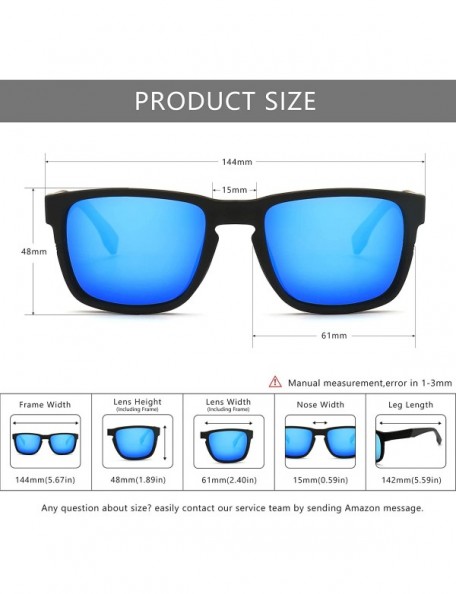 Aviator Unisex Polarized Sunglasses Stylish Sun Glasses with Spring Hinges - Black Frame (Matte Finish) /Blue Mirror Lens - C...