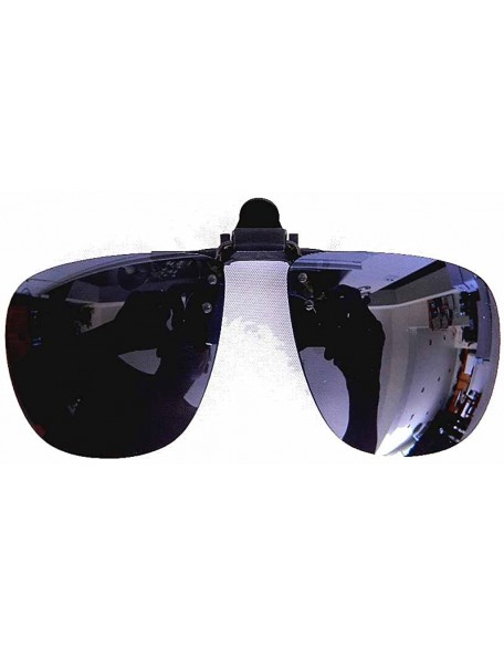 Rectangular New Clip-On Flip-Up Sunglasses - Black/Dark Smoke Grey F86SSD - CA11EIAISKN $7.62