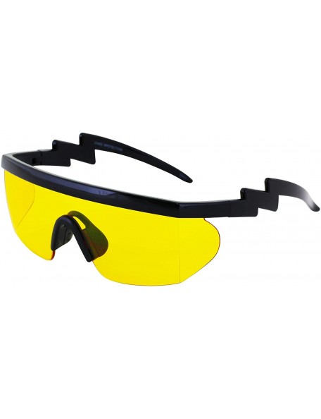 Sport Semi Rimless Goggle Style Retro Rainbow Mirrored Lens ZigZag Sunglasses - Yellow and Rainbow/Yellow - CF18T2C7ARW $18.66