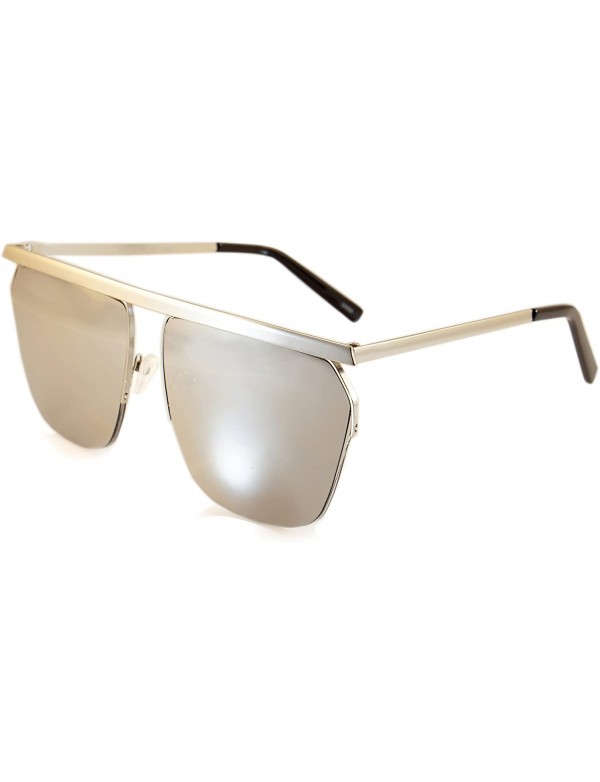 Rimless Unisex Fearless Bold Flat Top Brow-Bar Mirrored Sunglasses A054 - Silver/ Mirrored - CH1884Z7GYH $12.65