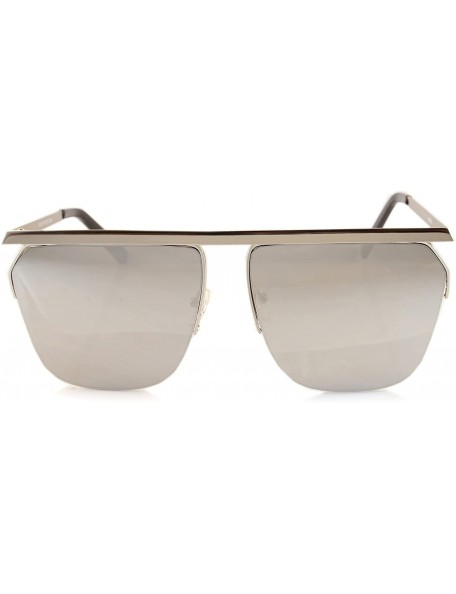 Rimless Unisex Fearless Bold Flat Top Brow-Bar Mirrored Sunglasses A054 - Silver/ Mirrored - CH1884Z7GYH $12.65