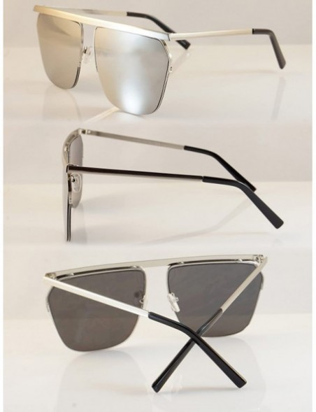 Rimless Unisex Fearless Bold Flat Top Brow-Bar Mirrored Sunglasses A054 - Silver/ Mirrored - CH1884Z7GYH $12.65