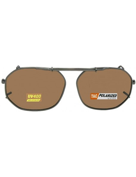 Round Round Square Polarized Clip-on Sunglasses - Pewter-brown Polarized Lens - C9189RAMU5Y $18.41