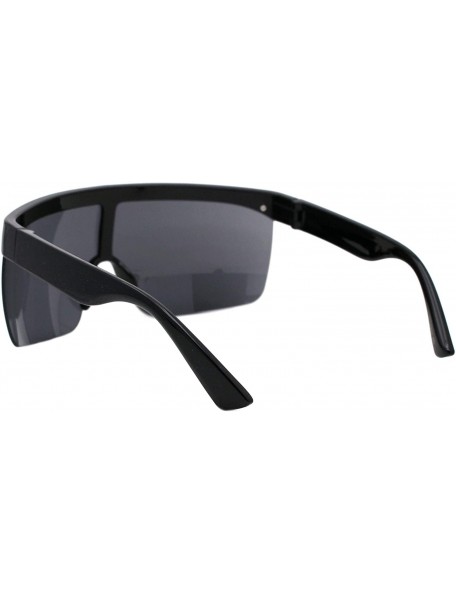 Shield Shield Goggle Sunglasses Super Oversized Half Rim Cover Up Shades UV 400 - Shiny Black (Black) - CL1984XOQH4 $16.57