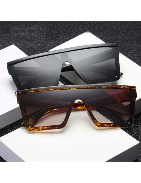 Wrap Male Flat Top Sunglasses Men Brand Black Square Shades UV400 Gradient Sun Glasses Cool One Piece Designer - Blue - CZ198...