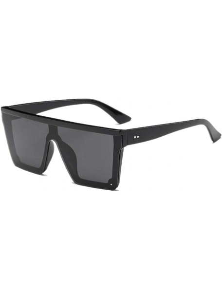 Wrap Male Flat Top Sunglasses Men Brand Black Square Shades UV400 Gradient Sun Glasses Cool One Piece Designer - Blue - CZ198...