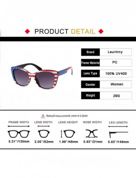 Square Vintage Square Women Sunglasses Cat Eye Design Frame Clear Polarized Lens - National Flag Frame Grey Lens - CL198R9LQE...