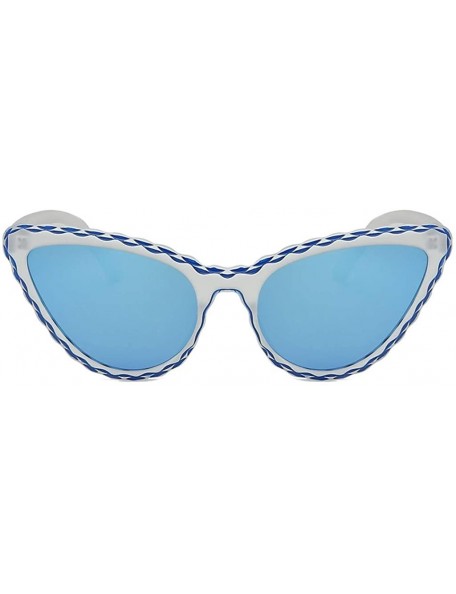 Rectangular Men Women's Fashion Cat Eye Shade Sunglasses-Integrated Stripe Vintage Glasses - D - C818Q3ZRK30 $10.32