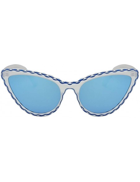 Rectangular Men Women's Fashion Cat Eye Shade Sunglasses-Integrated Stripe Vintage Glasses - D - C818Q3ZRK30 $10.32