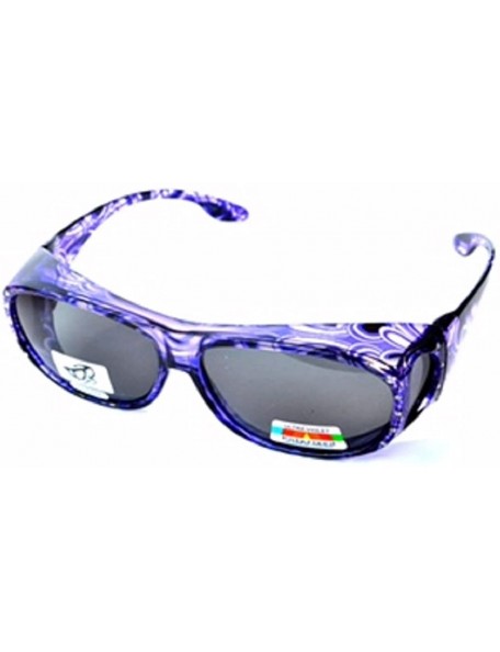 Rectangular Polarized Rhinestone Wear Over Sunglasses- Size Large -Oval Rectangular Fit Over Lens Cover Sunglasses - Purple -...