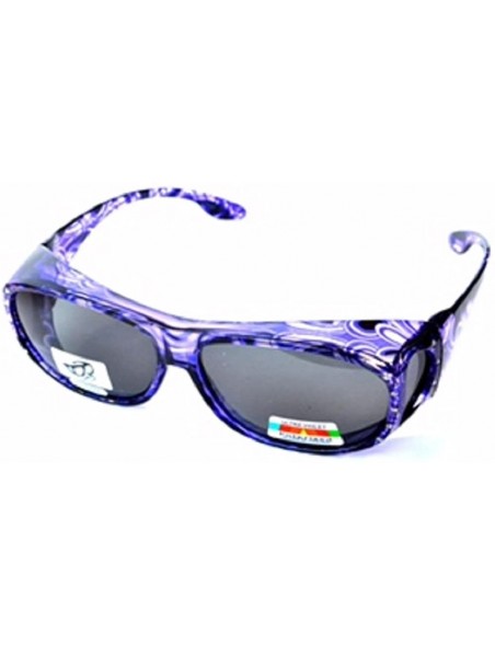 Rectangular Polarized Rhinestone Wear Over Sunglasses- Size Large -Oval Rectangular Fit Over Lens Cover Sunglasses - Purple -...