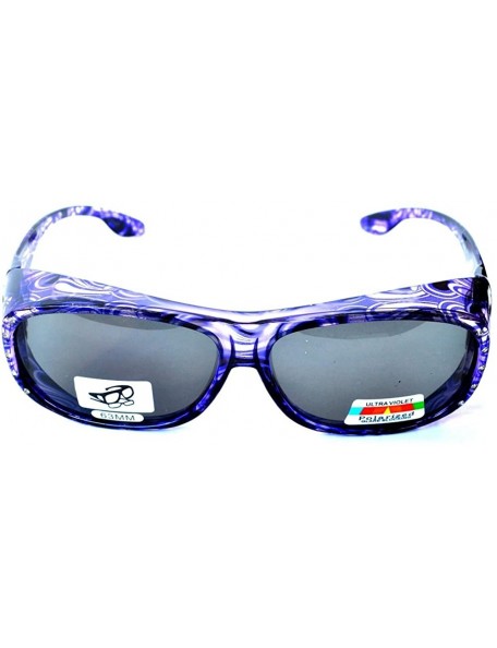 Rectangular Polarized Rhinestone Wear Over Sunglasses- Size Large -Oval Rectangular Fit Over Lens Cover Sunglasses - Purple -...