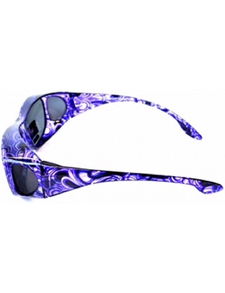 Rectangular Polarized Rhinestone Wear Over Sunglasses- Size Large -Oval Rectangular Fit Over Lens Cover Sunglasses - Purple -...