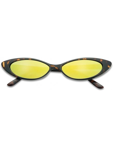Oval Mini Vintage Retro Extra Narrow Oval Round Skinny Cat Eye Sun Glasses Clout Goggles - CK18CLT73NI $11.59