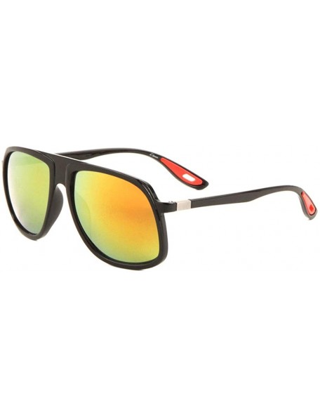Round Flat top Oversized Round Red Ears Aviator Sunglasses - Yellow - CU197W4UYTD $10.59