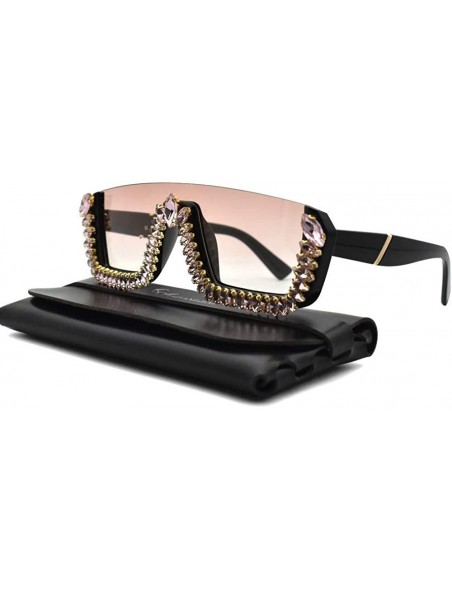 Semi-rimless Semi Rimless Crystal Rhinestone Sunglasses Sunglases - CA196UQISGD $26.47