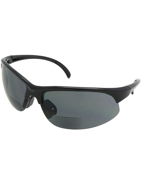 Rimless Half Rim Sport Bifocal Sunglasses B33 - Shiny Black Frame-gray Lenses - CF188TXEQXL $12.20