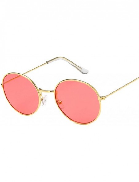 Rimless Round Sun Glasses Women Mirror Retro Ladies Luxury Small Sunglasses Brand Designer - Gold Red - CF198A59EG5 $35.12