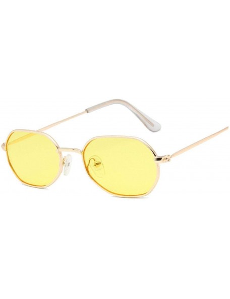 Square Vintage Small Octagon Sunglasses Women Fashion Shade Square Metal Frame Sun Glasses Red Yellow Pink - Goldyellow - CG1...