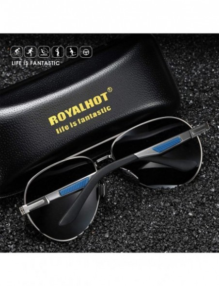 Sport Mens Aviator Polarized Vintage Sunglasses for Driving Fishing Golf Retro Alloy Frame - Grey Black - C919292AKA5 $18.16