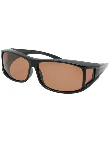 Wrap Polarized Fit Over Sunglasses Worn Over Prescription Glasses F11 - Black-amber Lens - C0187O8GSUS $18.77