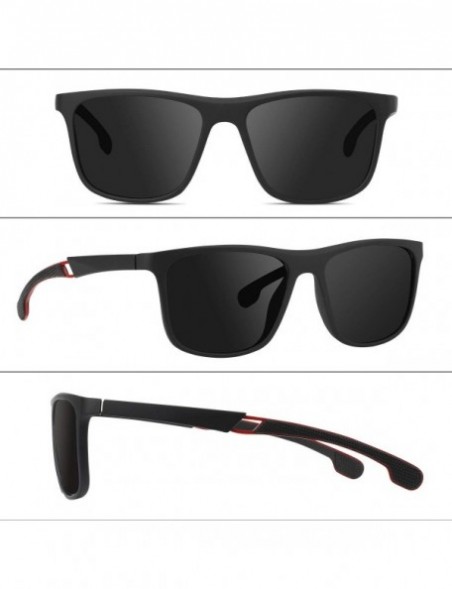 Sport Polarized Fashion Sunglasses for Men TR90 Frame Retro Driving Fishing Sports Sun Glasses - Black - CZ1948K5O8G $11.94