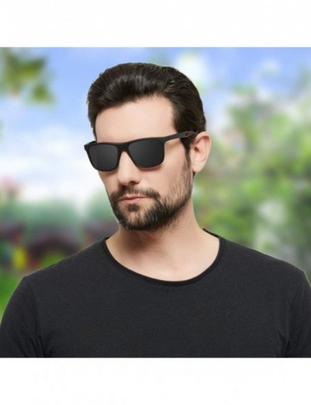 Sport Polarized Fashion Sunglasses for Men TR90 Frame Retro Driving Fishing Sports Sun Glasses - Black - CZ1948K5O8G $11.94