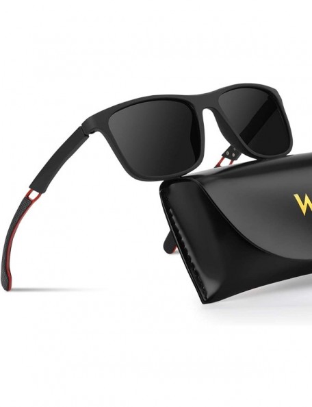 Sport Polarized Fashion Sunglasses for Men TR90 Frame Retro Driving Fishing Sports Sun Glasses - Black - CZ1948K5O8G $11.94