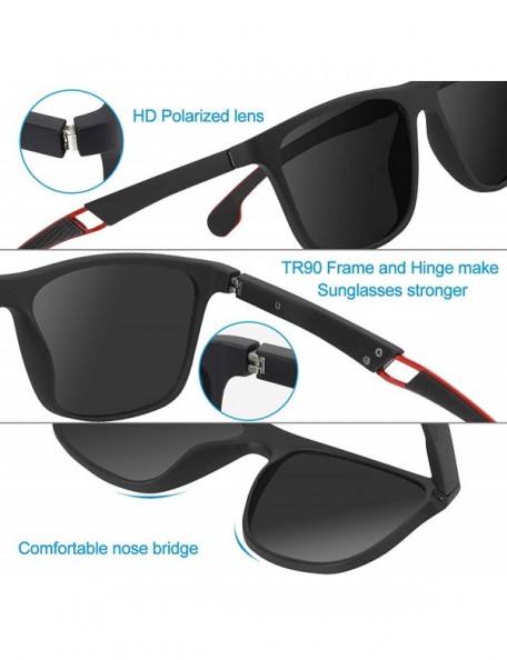 Sport Polarized Fashion Sunglasses for Men TR90 Frame Retro Driving Fishing Sports Sun Glasses - Black - CZ1948K5O8G $11.94