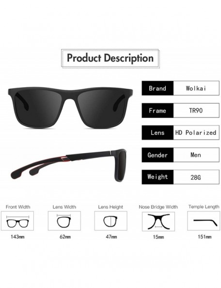 Sport Polarized Fashion Sunglasses for Men TR90 Frame Retro Driving Fishing Sports Sun Glasses - Black - CZ1948K5O8G $11.94
