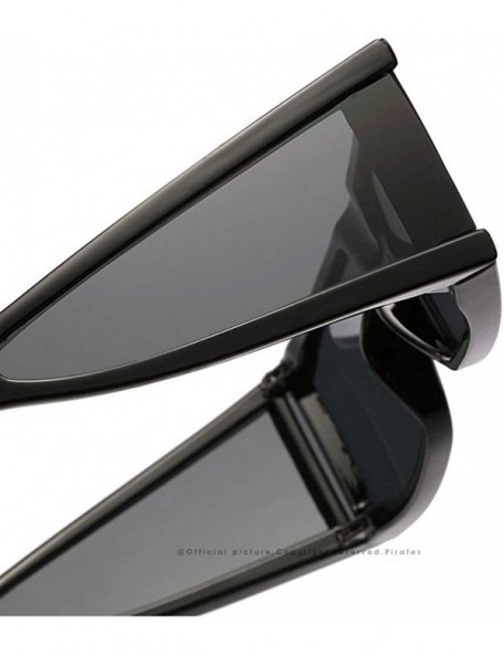 Rectangular Women's Small Luxury Rectangular Sunglasses Silver Black Transparent One Piece Punk Glasses UV400 - Silver - CI19...