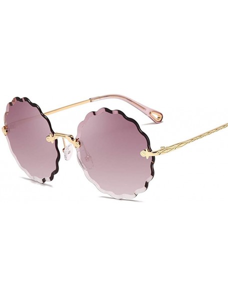 Rimless Round Sunglasses Female Flower Shaped Metal Rimless Lenses Undulation Gradient Lenses UV400 - S140 - CA18Y7E46ZU $27.51