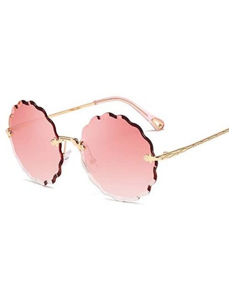 Rimless Round Sunglasses Female Flower Shaped Metal Rimless Lenses Undulation Gradient Lenses UV400 - S140 - CA18Y7E46ZU $27.51