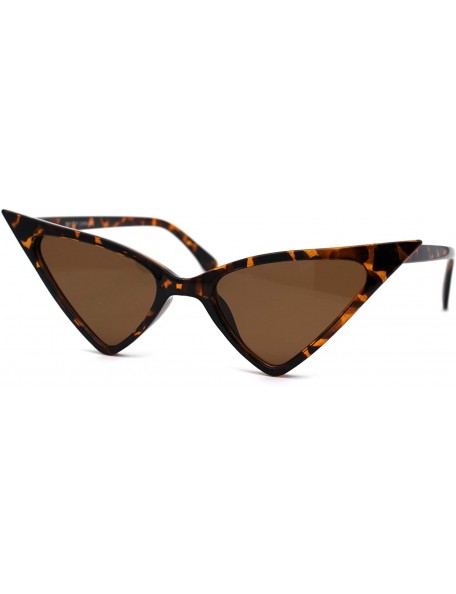 Cat Eye Womens Futuristic Triangular Thin Plastic 80s Cat Eye Sunglasses - Tortoise Brown - CK195SKRWKK $19.14