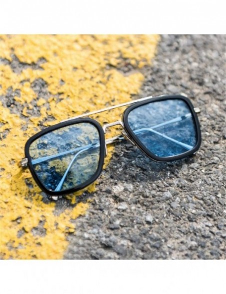 Semi-rimless Sunglasses Men Metal Square Man Sun Glasses - Tn2 - CT194OURM0N $19.60