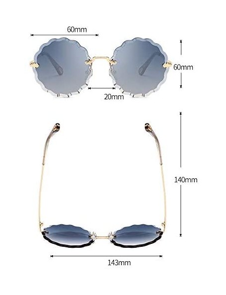 Rimless Round Sunglasses Female Flower Shaped Metal Rimless Lenses Undulation Gradient Lenses UV400 - S140 - CA18Y7E46ZU $27.51