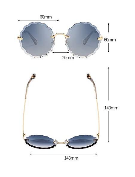 Rimless Round Sunglasses Female Flower Shaped Metal Rimless Lenses Undulation Gradient Lenses UV400 - S140 - CA18Y7E46ZU $27.51