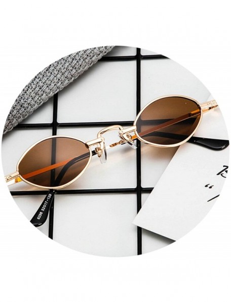 Round Retro Oval Sunglasses for Men or Women metal PC UV 400 Protection Sunglasses - Brown - CJ18SAS7C5G $17.27