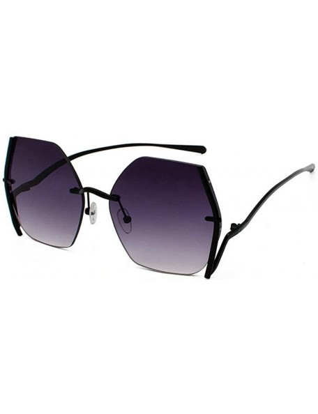 Rimless Irregular Sunglasses Designer Oversized Gradient - Black&grey - CB192AZ3SQY $25.47
