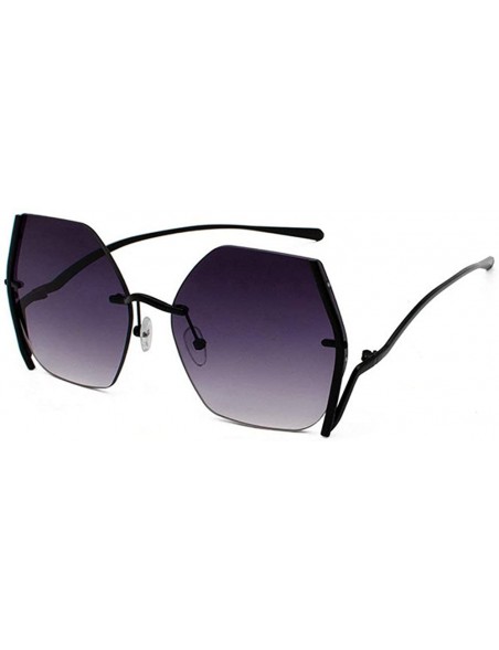 Rimless Irregular Sunglasses Designer Oversized Gradient - Black&grey - CB192AZ3SQY $11.00