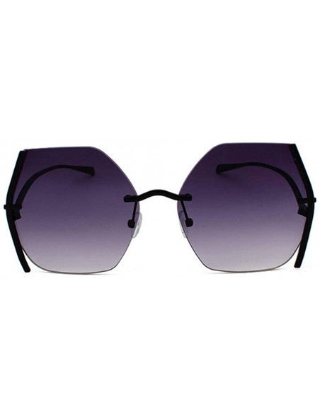 Rimless Irregular Sunglasses Designer Oversized Gradient - Black&grey - CB192AZ3SQY $11.00